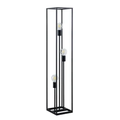 Lindby vloerlamp Krisha, zwart, metaal, 3-lamps, E27