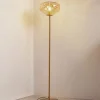 Lindby vloerlamp Lelia, amber, glas, metaal, 150 cm