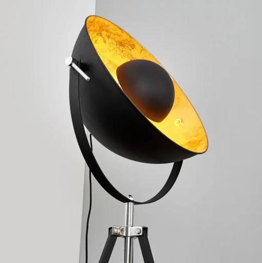 Lindby vloerlamp Mineva. zwart/goud, metaal, hoogte 180 cm