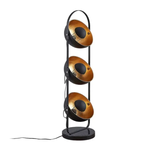 Lindby vloerlamp Muriel, 3-lamps, zwart/goud, metaal