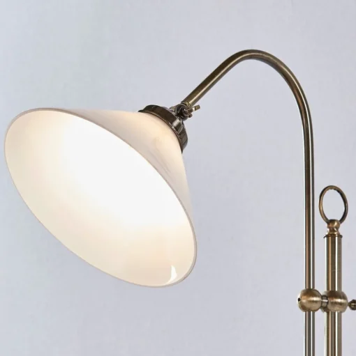 Lindby vloerlamp Otis, antiek messing, glas, 170 cm, E27