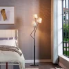 Lindby vloerlamp Torvy, zwart/wit, metaal, 165 cm, E14