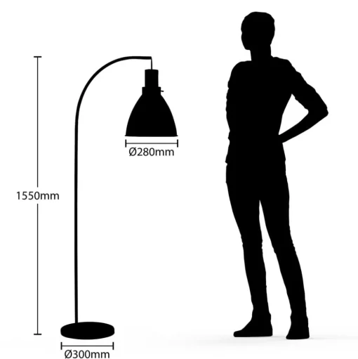 Lindby vloerlamp Trebale, zwart, hout, 154 cm, E27