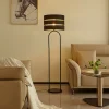 Lindby vloerlamp Tsomo, Ø 40 cm, zwart, stof, E27