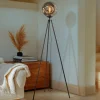 Lindby vloerlamp Valentina, E27, rookgrijs, glas, 150 cm