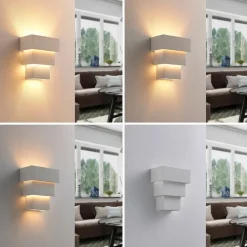 Lindby wandlamp Antonella, wit gips, G9, overschilderbaar, 21 cm