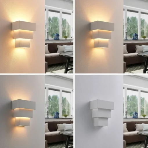 Lindby wandlamp Antonella, wit gips, G9, overschilderbaar, 21 cm