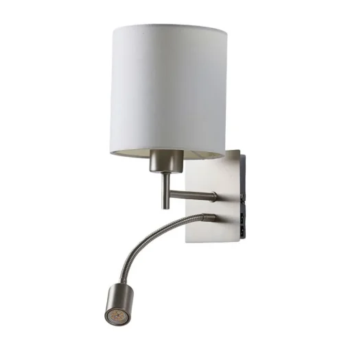 Lindby wandlamp Camilo, nikkelkleurig, LED leeslampje, 28 cm