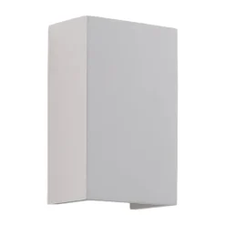 Lindby wandlamp Colja, hoekig, hoogte 16 cm, gips, wit