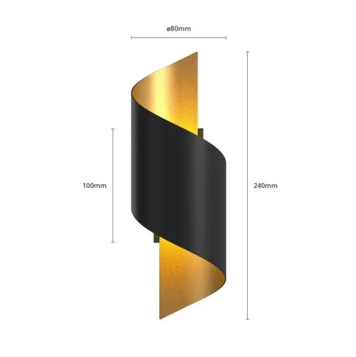 Lindby wandlamp Desirio, set van 3, zwart, goudkleurig, G9