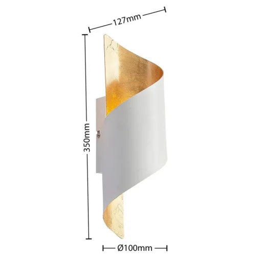 Lindby wandlamp Desirio, wit/goud, 35cm, metaal