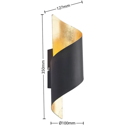 Lindby wandlamp Desirio, zwart/goud, 35cm, metaal