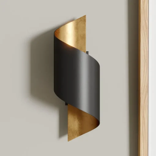 Lindby wandlamp Desirio, zwart/goud, 24cm, metaal
