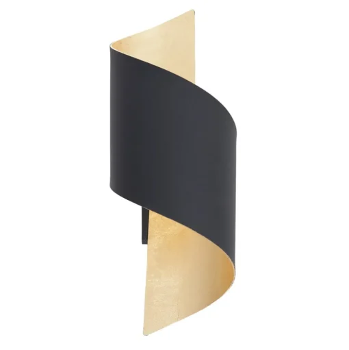 Lindby wandlamp Desirio, zwart/goud, 24cm, metaal
