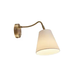 Lindby wandlamp Ethan, wit/oud messing, stekker, 28 cm, E14