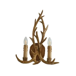 Lindby wandlamp Fibi, bruin, gewei, 2-lamps, E14