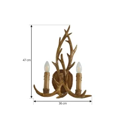 Lindby wandlamp Fibi, bruin, gewei, 2-lamps, E14