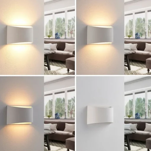 Lindby wandlamp Heiko, 20cm, set van 2, up/down, gips, wit