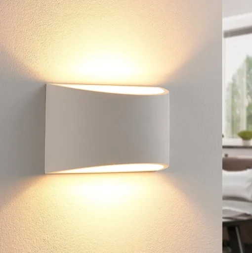 Lindby wandlamp Heiko, set van 3, up/down, gips, wit