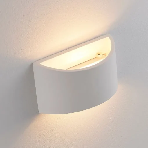 Lindby wandlamp Heiko, up/down, gips, wit, hoogte 12 cm