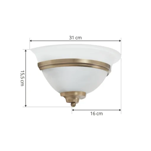 Lindby wandlamp Irimia, 31 cm, oud messing, glas