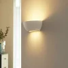 Lindby wandlamp Jimmy, wit, gips, halfrond, 24cm, E14
