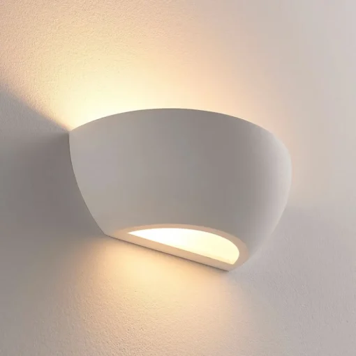 Lindby wandlamp Jimmy, wit, gips, halfrond, 24cm, E14