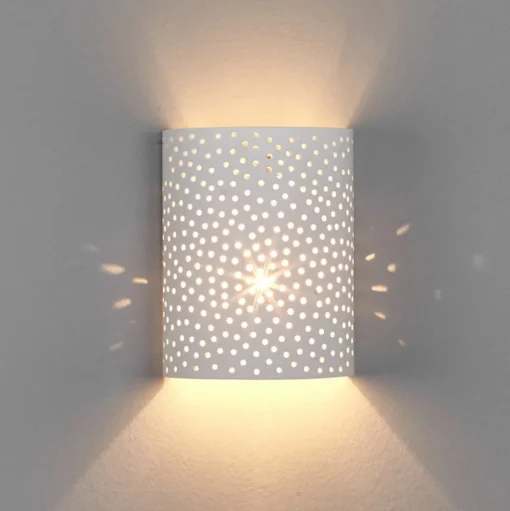 Lindby wandlamp Jiru, hoogte 23 cm, wit, halfrond, gips
