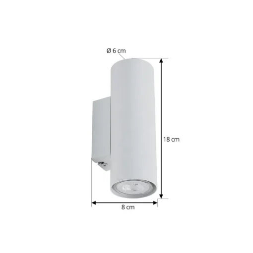 Lindby wandlamp Joffrey, 18 cm, wit, omhoog/omlaag, GU10