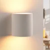Lindby wandlamp Krista, wit, gips, omhoog/omlaag, overschilderbaar, G9