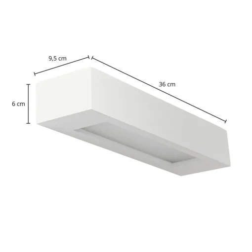 Lindby wandlamp Matteo, wit, gips, 36 cm, E14, overschilderbaar