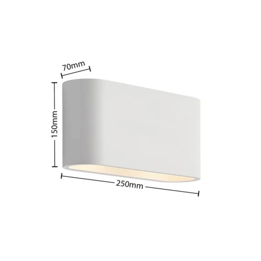 Lindby wandlamp Mavora, afgerond, 25 cm, wit, gips, G9