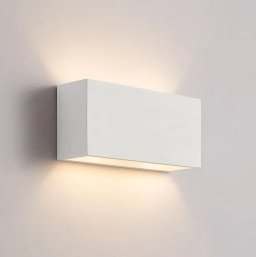 Lindby wandlamp Mavora, hoekig, 25 cm, wit, gips, G9