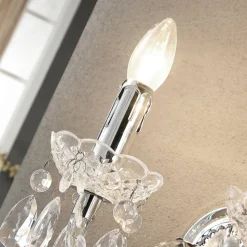 Lindby wandlamp Merida, chroom, metaal, 2-lamps, hoogte 35 cm