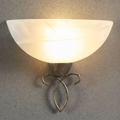 Lindby wandlamp Mohija, 25 cm, zwart/goud, glas, E27