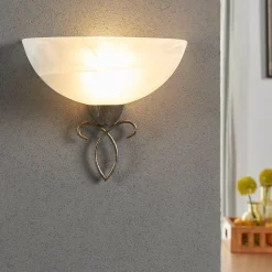 Lindby wandlamp Mohija, 25 cm, zwart/goud, glas, E27