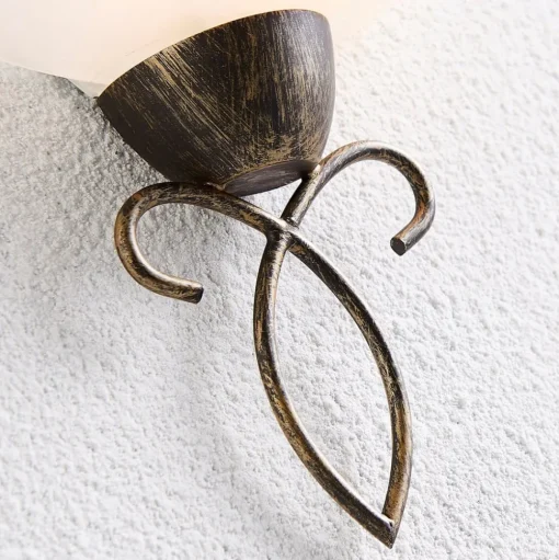 Lindby wandlamp Mohija, 25 cm, zwart/goud, glas, E27