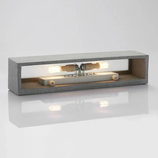 Lindby wandlamp Nellie, grijs, beton, 35,3 cm breed
