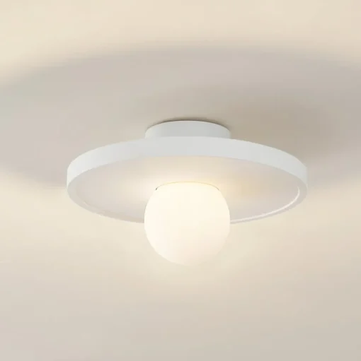 Lindby wandlamp Nielson, wit, gips, Ø 28 cm