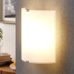 Lindby wandlamp Phil, wit, glashoogte 21cm, set van 2