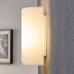 Lindby wandlamp Phil, wit, glas, hoogte 21cm