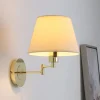 Lindby wandlamp Pola, 30 cm, messing, uitschuifbaar, textiel
