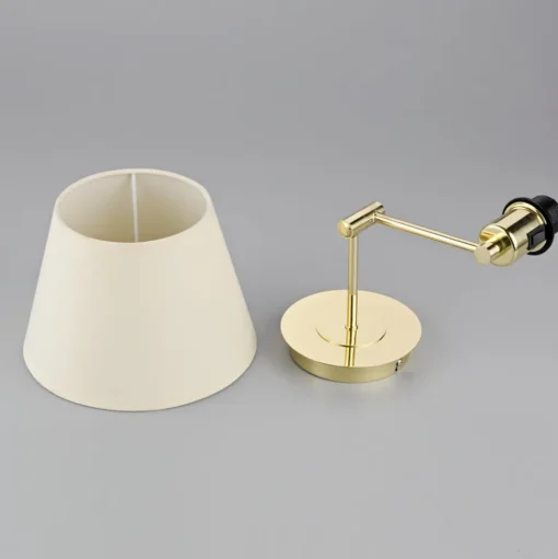 Lindby wandlamp Pola, 30 cm, messing, uitschuifbaar, textiel