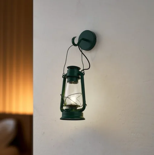 Lindby wandlamp Raisa, groen, metaal, lantaarn, E14
