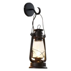 Lindby wandlamp Raisa, roestkleurig, metaal, lantaarn, E14