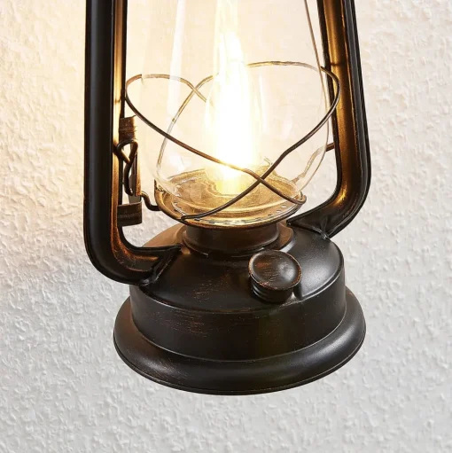Lindby wandlamp Raisa, roestkleurig, metaal, lantaarn, E14