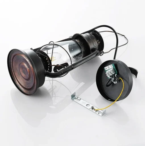 Lindby wandlamp Raisa, roestkleurig, metaal, lantaarn, E14
