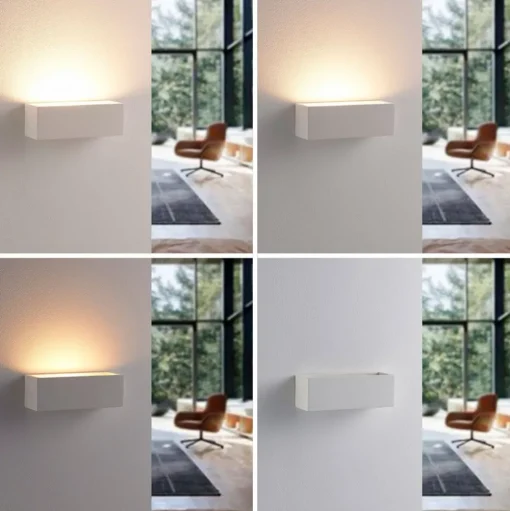 Lindby wandlamp Santino, 22 cm, gips, G9, overschilderbaar