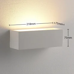 Lindby wandlamp Santino, 22 cm, gips, G9, overschilderbaar