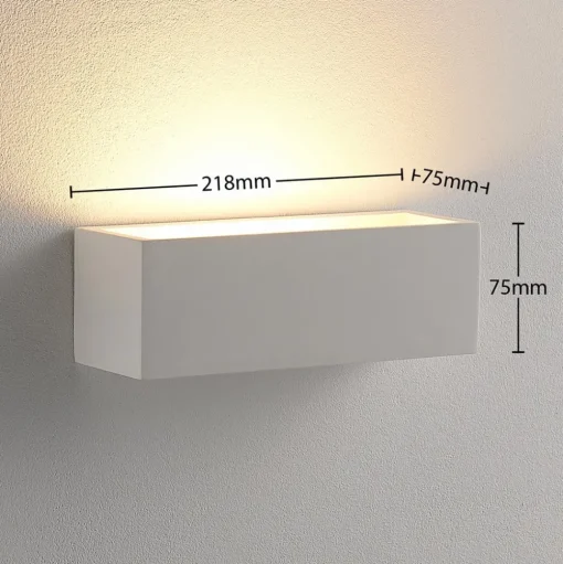 Lindby wandlamp Santino, 22 cm, gips, G9, overschilderbaar